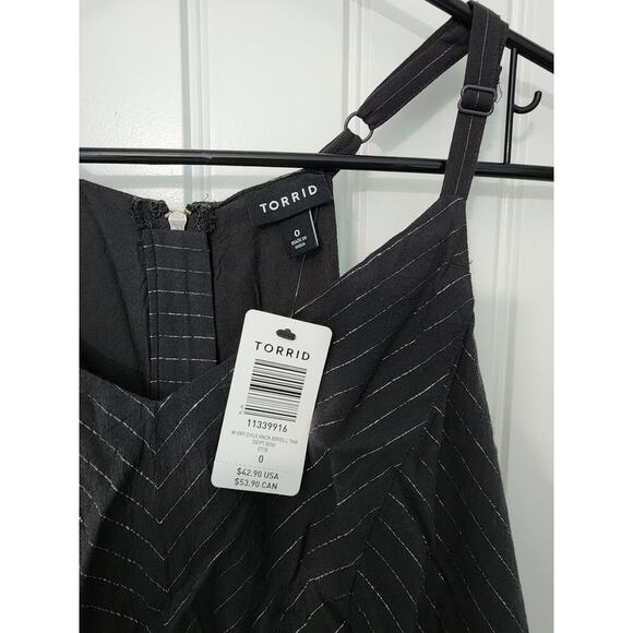 NEW! Torrid Metallic Pinstripe Challlis Babydoll Top, NWT, Plus Size 0 - Picture 4 of 5